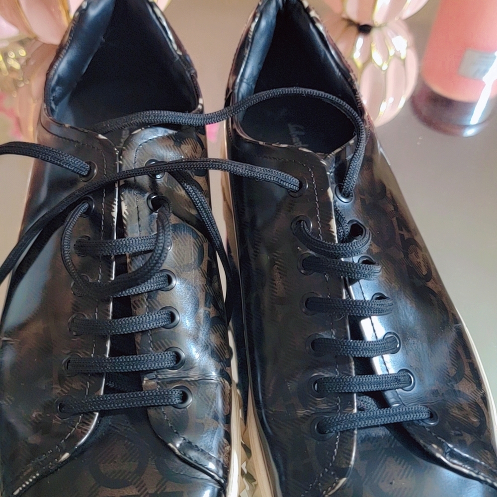 Salvatore FerragamoBlack and Brown Patterned Sneakers Used Like New. No Box